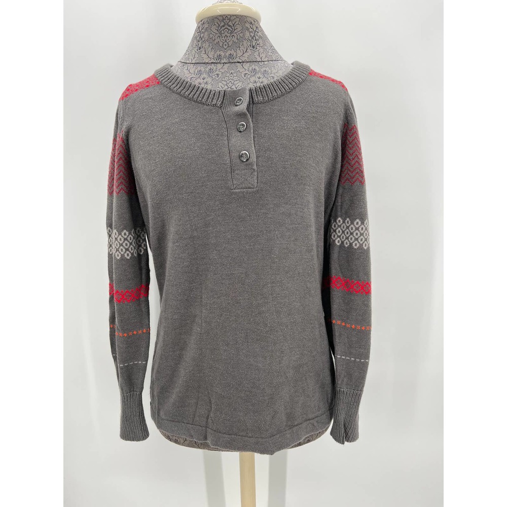 Woolrich Women's  3 button sweater size Medium grey with red detailing - Picture 2 of 7